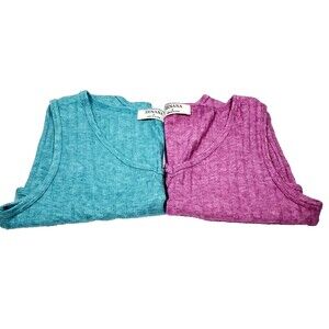 Zenana Ribbed Knit Scoop Neck Cropped Tank Tops Lot of 2 Women’s L HT-2308Y